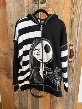 Disney Black and White Jack Skellington Zip Hoodie
